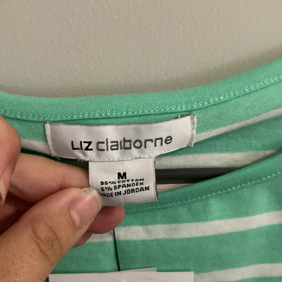 Liz Claiborne women’s teal green striped top - Picture 5 of 14